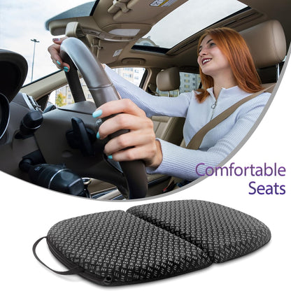 Foldable Gel Seat Cushion of Airy Cooling Gel, Portable Chair Pad for Travel, Honeycomb Seat Cushion for Stadium & Bench, Portable Chair Cushion for Sitting Fatigue Relief (0.9-Inch Thick, Black)