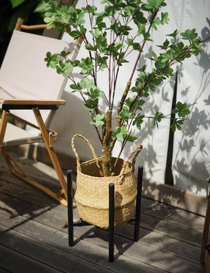 Plant Stand - Indoor Plant Stand Adjustable for 8-12 inches Plant Pot (not Included), Metal Plant Stands for Indoor Plants Mid Century Stable & Stylish Black Planter Stand for Outdoor -1 Pack