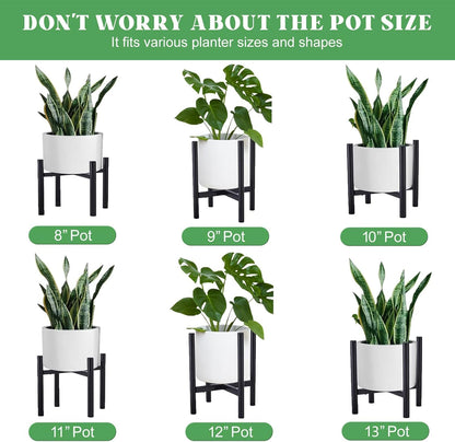 Plant Stand Indoor Adjustable, Metal Modern Plant Stands, Heavy Duty Stable Plant Pot Flower Holder Indoor Outdoor Corner, Black