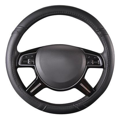 CAR Pass Classical Leather Automotive Universal Steering Wheel Covers (Black)