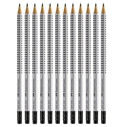 Faber-Castell Grip Graphite EcoPencils with Eraser - 12 Count - No. 2.5 Multi, 8 mm