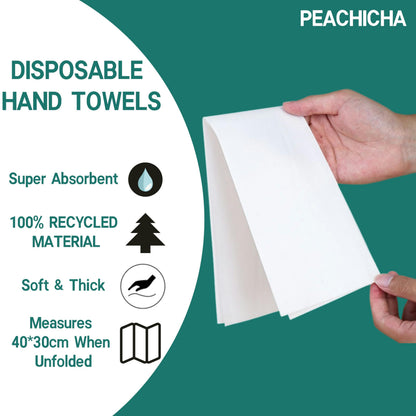 PEACHICHA Disposable Bathroom Hand Towels Linen Feel Guest Towel White Paper Hand Napkins for Weddings, Parties, Soft, Absorbent Paper Hand Towel Total 100 Pcs