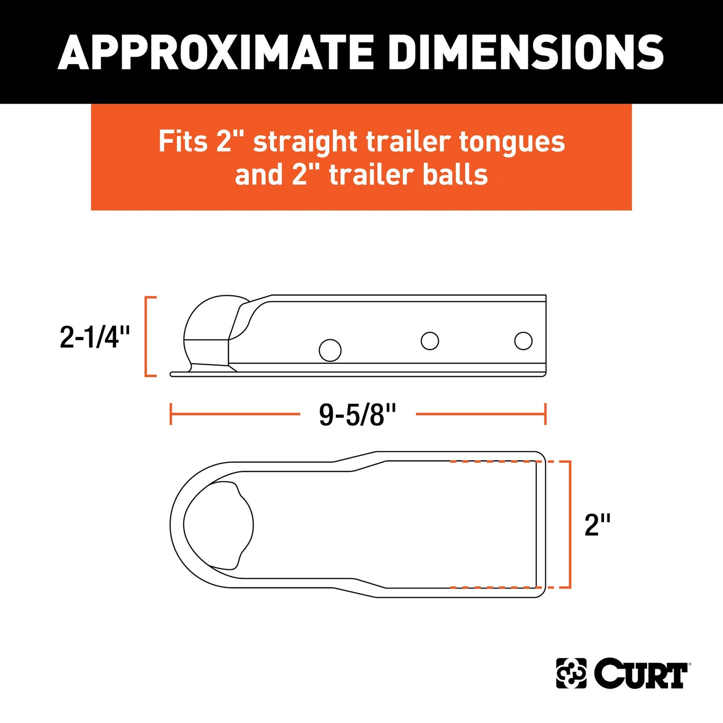 CURT 25470 QuickPin No-Latch Trailer Coupler for 2-Inch Hitch Ball, 2-in Channel, 3,500 lbs
