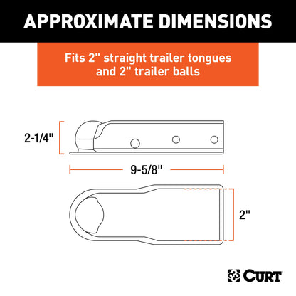 CURT 25470 QuickPin No-Latch Trailer Coupler for 2-Inch Hitch Ball, 2-in Channel, 3,500 lbs