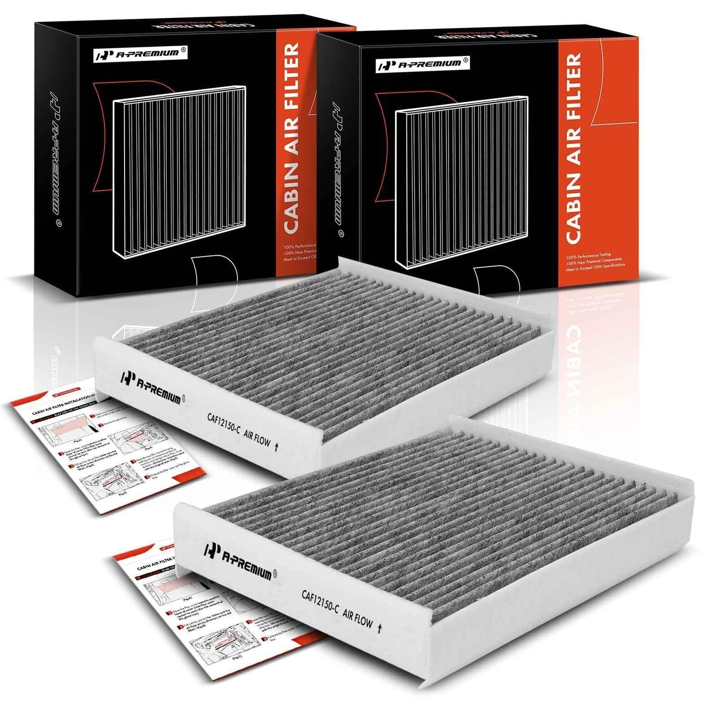 A-Premium 2-PC Cabin Air Filter with Activated Carbon Compatible with Ford & Lincoln - F-150 (15-22), F-250 F-350 F-450 Super Duty (17-22), F-550 Super Duty, Expedition (18-22), Navigator (18-23)