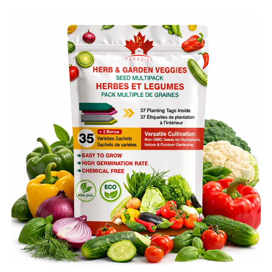 PZ 35+2 Packs Vegetable & Herb Seeds, Heirloom Seeds Packets + 37 Tags Over 6000 +Seeds 100% Non-GMO. Sachets de graines potagères (35+2)