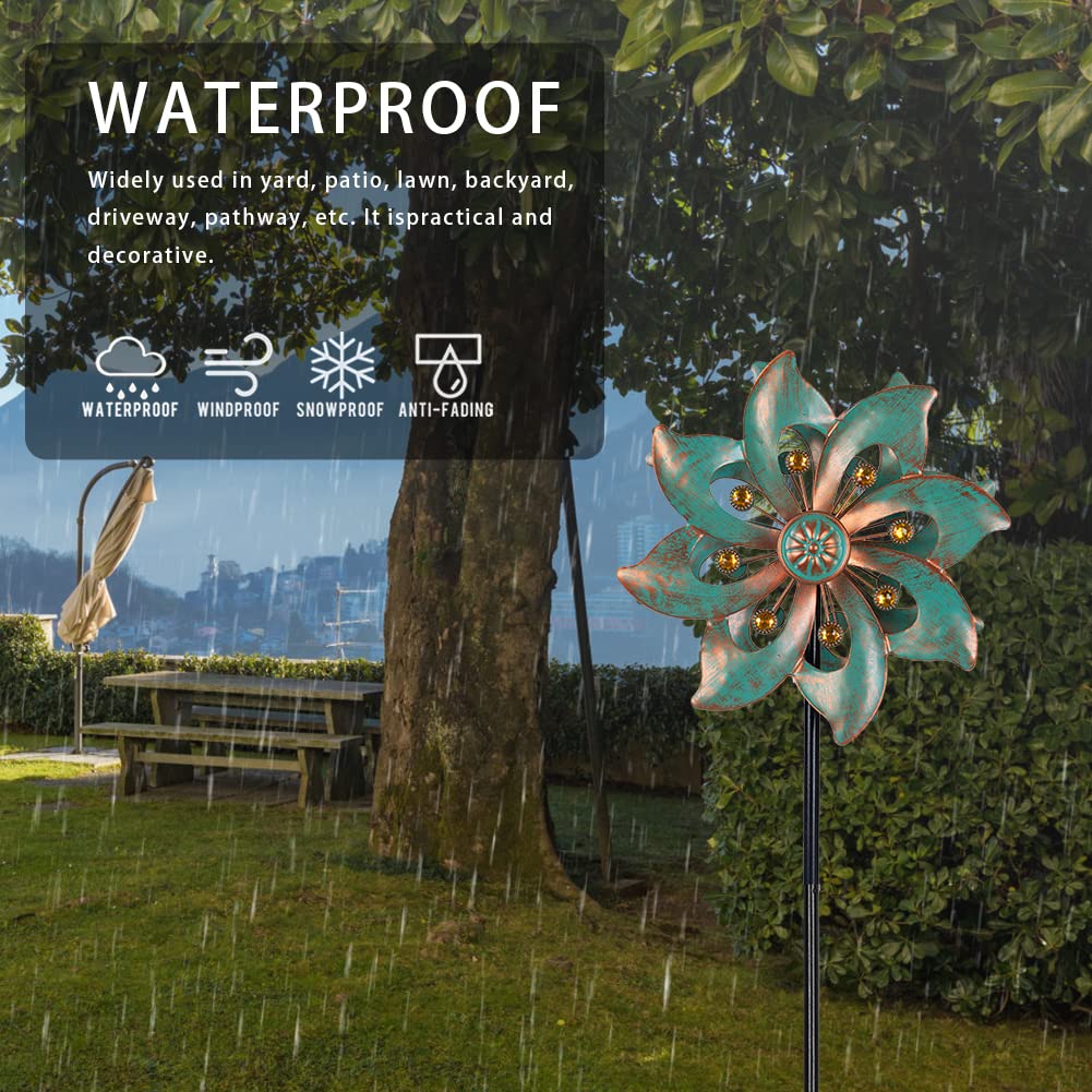 VEWOGARDEN Double Blade Wind Spinners Outdoor Small Garden Decorations, Rustproof Metal Wind Spinner for Patio, Lawn, Pathway, Yard Decor, 94cm * 25cm