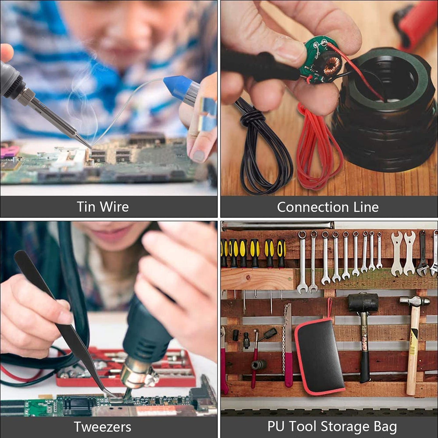 90W Soldering Iron with LCD Adjustable Temp 180-480°C, Soldering Kit with 5 Tips, Desoldering Pump, Solder Wire, Tweezers, Iron Stand, Sponge, Power Cords - Ideal for Solder Iron Electronics Repairs