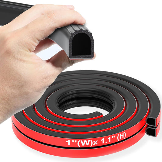 CHUANJI Rubber Seal Strip D Shape RV Weather Stripping Exterior 1" RV Slide Out Seal Self-Adhesive Extra Thick Automotive weatherstripping for Boat, Car, Truck, Marine,Garage Doors/Window (6 ft)