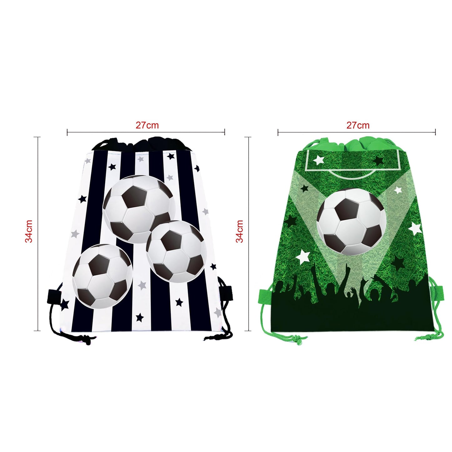 Flunyina Soccer Drawstring Bags, 12Pcs Non-Woven Fabric Soccer Bags Soccer Party Favor Backpack Bags Sports Soccer Printed Party Treat Bags Gift for Soccer Game Birthday Party Christmas