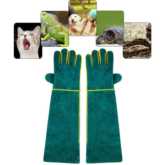 PeSandy Animal Handling Gloves Bite Proof, 40cm/ 15.7In Scratch Resistant Leather Gloves for Grabbing/Grooming/Handling Dog Cat Bird Snake Parrot Lizard Reptile - Protection Pet Gloves