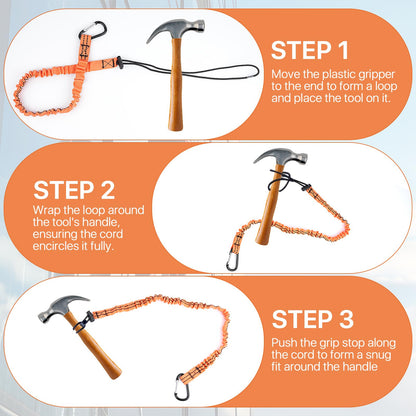 Supkiir 10 Pcs Tool Lanyard, Safety Tool Lanyard with Carabiner, Retractable Tool Lanyards with Adjustable Loop End, Fall Protection Shock Absorbing Cord (20 Lbs)
