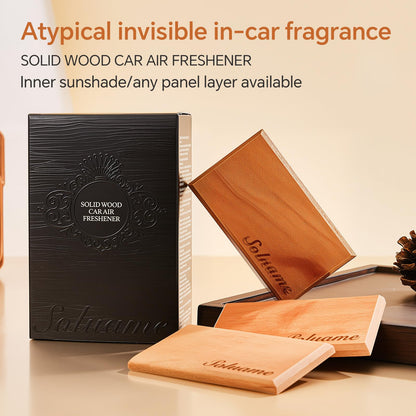 Car Air Freshener, Natural Wood Air Freshener Long Lasting, Car Air Freshener Diffuser with Metal Clip, Magnetic Auto Accessories, Car Odor Eliminator Variety Scent Refill (Teak - Coconut - Amber)