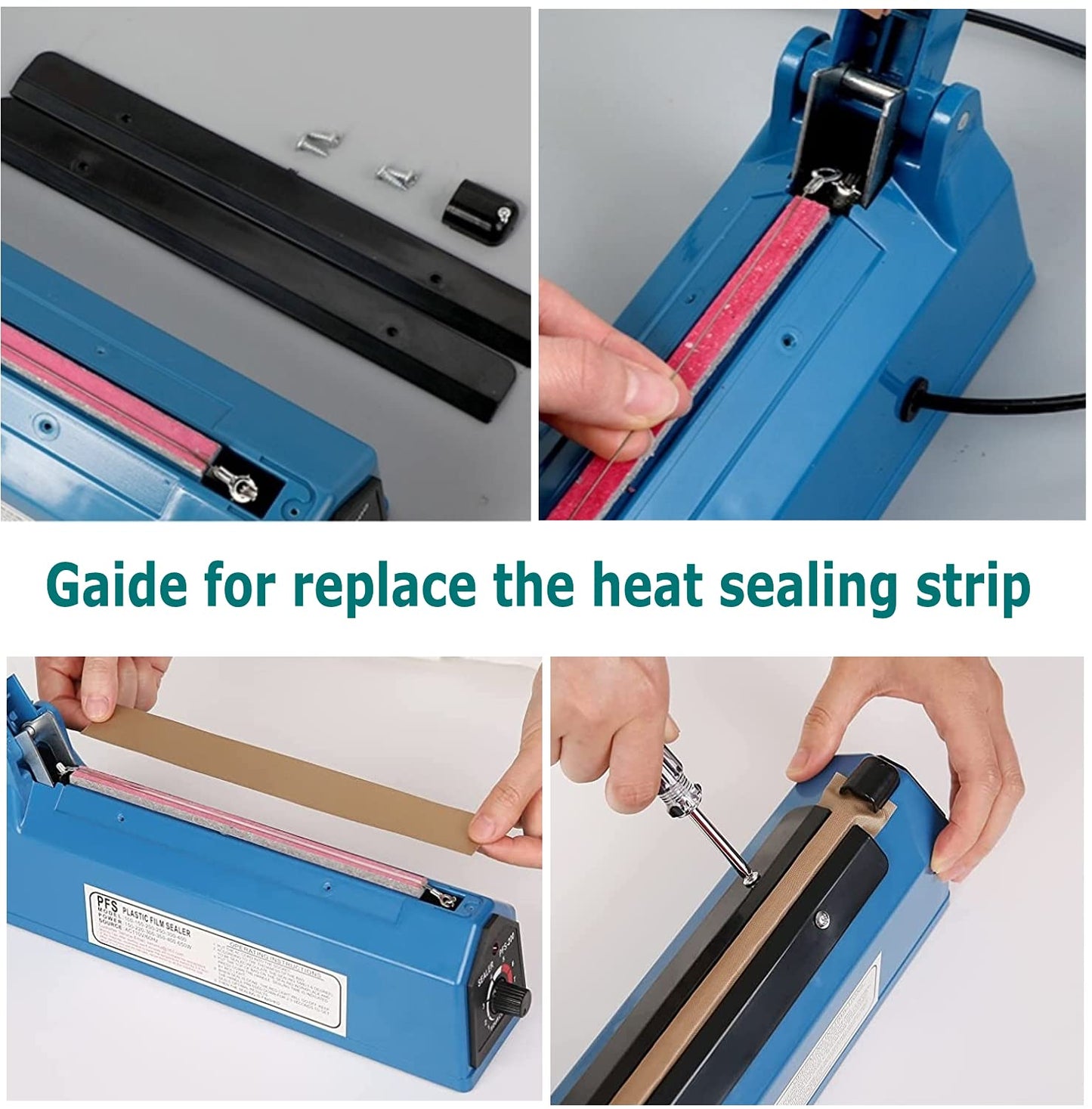 Impulse Heat Sealer 8 inch Impulse Bag Sealer Poly Bag Sealing Machine Heat Sealing Machine with Replacement Kit for Plastic Bags PE PP Bags