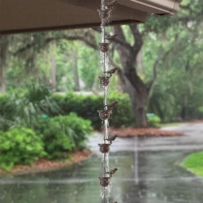 MrMrKura 8 FT Rain Chains for Gutters Birds Rain Chain Gutter Adapter Rain Chimes for Outside, Metal Rain Catcher Gutter Chain Downspout for Heavy Rain