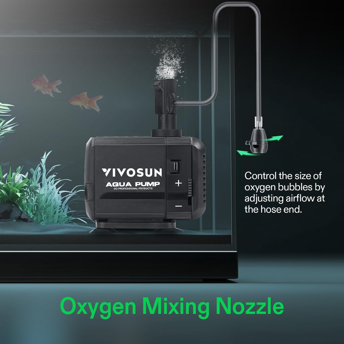 VIVOSUN 400GPH Submersible Pump(1500L/H, 15W), Ultra Quiet Water Pump with 5.2ft High Lift, Fountain Pump with 5ft Power Cord, 3 Nozzles for Fish Tank, Pond, Aquarium, Statuary, Hydroponics
