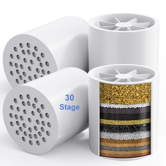 4 Pack 30 Stage Universal Shower Filter Replacement Cartridge - Balance in Filtration and Rejuvenation for Hard Water -VeoryFly ShowerHead Water Filter Cartridge,Compatible with Similar Shower Filter