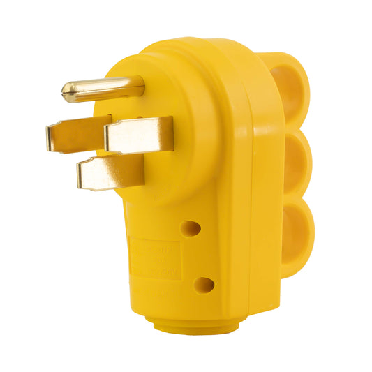 PEAKTOW Heavy Duty 50Amp 125/250V Replacement 4-Prong Electrical Male Plug Receptacle Adapter with Ergonomic Handle for RV, Camper, Caravan, NEMA 14-50P, ETL Listed