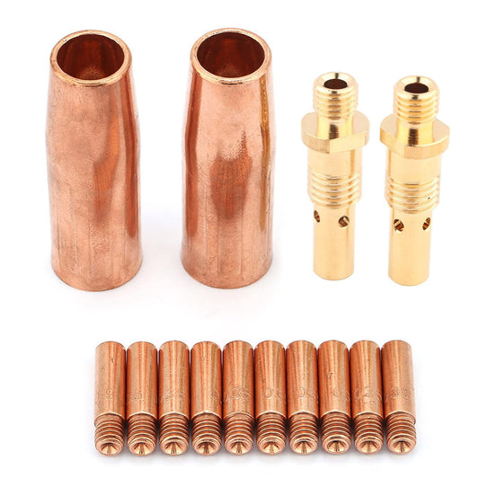 AUNMAS 14 Pcs Welding Tips, 180 kp 3076 Copper Nozzle Diffuser Tip Set tip 11 35 0.035"(0.9mm) Torch Tip Nozzle Diffuser Nozzle Diffuser Tip Welding Tips