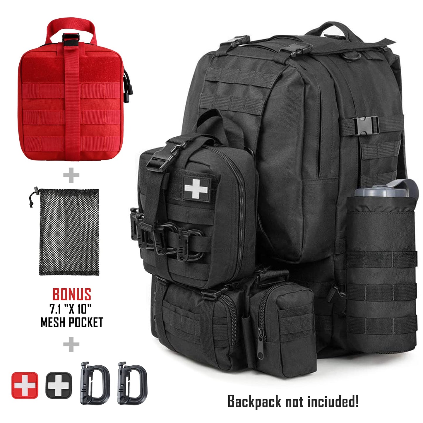 LIVANS Tactical First Aid Pouch, Molle EMT Pouches Rip-Away Military IFAK Medical Bag Outdoor Emergency Survival Kit Quick Release Design Include Red Cross Patch