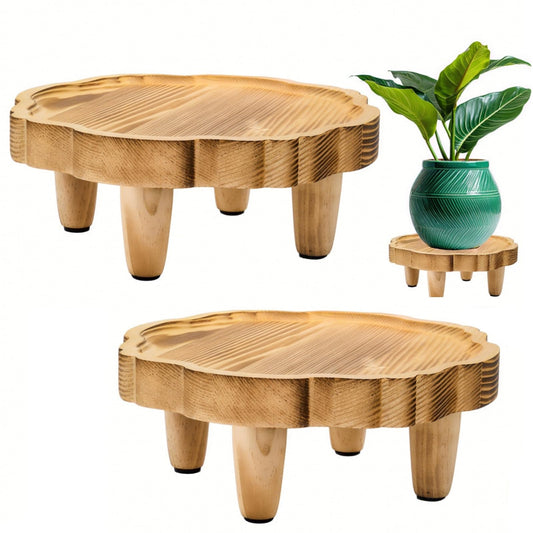 Covzoe 2 Pack Wood Plant Stand, 8.5 Inch Small Plant Display Risers for Decor, Farmhouse Plant Flower Pot Holder, Wooden Pedestal Stand for Garden, Patio, Home, Kitchen, Bathroom