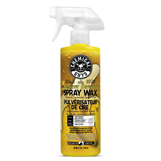 Chemical Guys Blazin' Banana Spray Wax for Car Shine & Protection - Natural Carnauba Formula for Glossy Finish on Paint, Chrome, Metal & Glass - Easy Spray-On, Wipe-Off Application, 473 ml