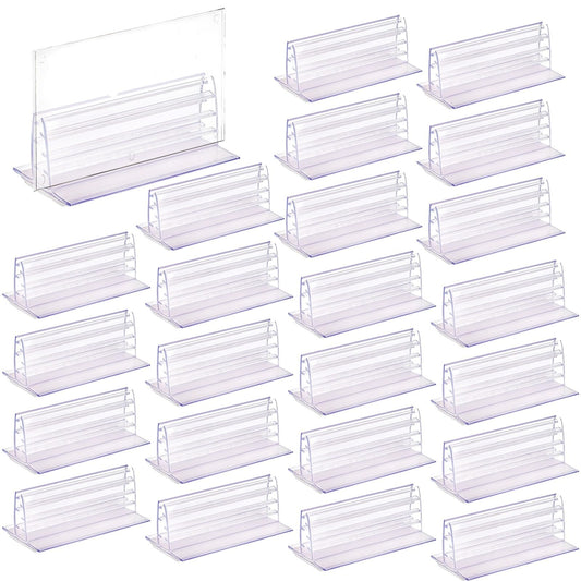 SOUJOY 50 Pack Self Adhesive Sneeze Guard Holder, 3'' x 1.6'' Acrylic Panels Holder Clip, Glass Sign Holder Stand, Desk Dividers Privacy for 0.1 to 5mm Thick