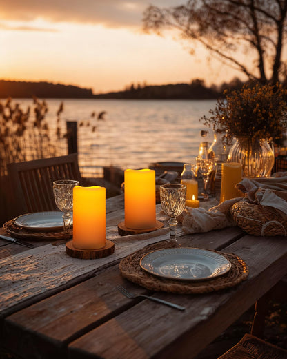 AMAGIC Solar Candles Outdoor Waterproof Rechargeable, Dusk to Dawn Light Sensor, Flameless Candle Lights for Lantern Garden Camping Patio Home Decor, Set of 2 3" x 6"