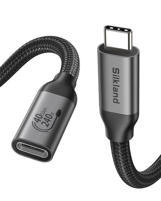 Silkland USB C Extension Cable 40Gbps, [240W Charging/8K/4K@240Hz] USB C Extender 3.3ft, Braided USB4 Extension Male to Female for Thunderbolt 4/USBC Hub/iPhone16/MacBook/iPad/Pixel/Dell XPS