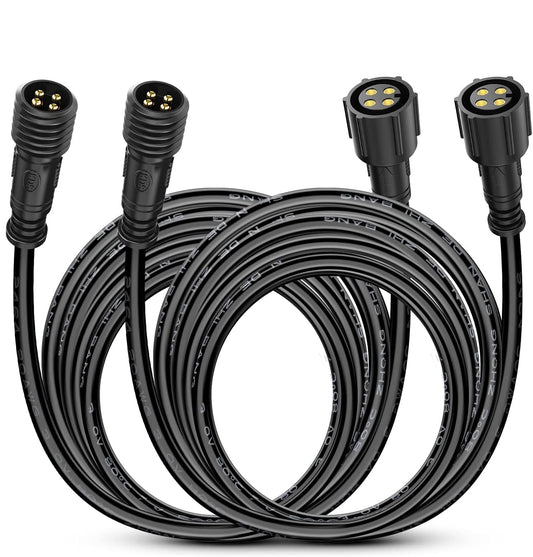 Nilight 2 Pack 10FT 4 Pin RGB Rock Light Extension Wire Cable Cord for 4 and 8 Pods Multi Color Underglow Rock Light Kits Wheel Well Lights Extension Wire,2 Years Warranty