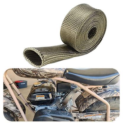 Spark Plug Wire Heat Shield Heat Hose 2500 Degree Basalt fiber Wrap Heat Sleeve Adjustable Fuel Line Heat Shield for Car&Auto Wire Loom Protection (1" IDX10' Titanium)