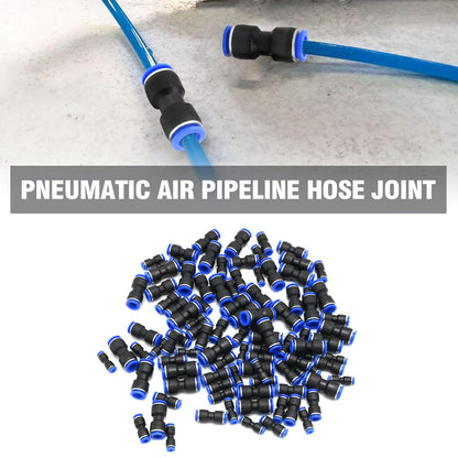 Hoypeyfiy 100pcs Quick Connect Air Hose Fittings for 4 6 8 10 12 mm Tube Quick Release Pneumatic Airline Connectors Plastic Straight Push to Connect Fitting (100Pcs)