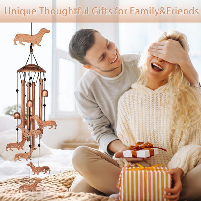 GDNSFIT Dachshund Dog Wind Chimes for Outside,Metal Windchimes,Dachshund Dog Gifts for Women/Men,Wind Chime Garden Decor Outdoor,Memorial/Housewarming/Birthday/Festival Gifts,Front Yard Decor