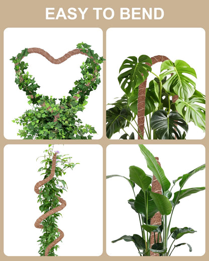 2Pcs 66in&48in Moss Pole,Bendable Plant Support for Climbing Plants,Monstera Plant Support Stakes Indoor,Adjustable Plant Stand,Houseplants to Grow Upwards