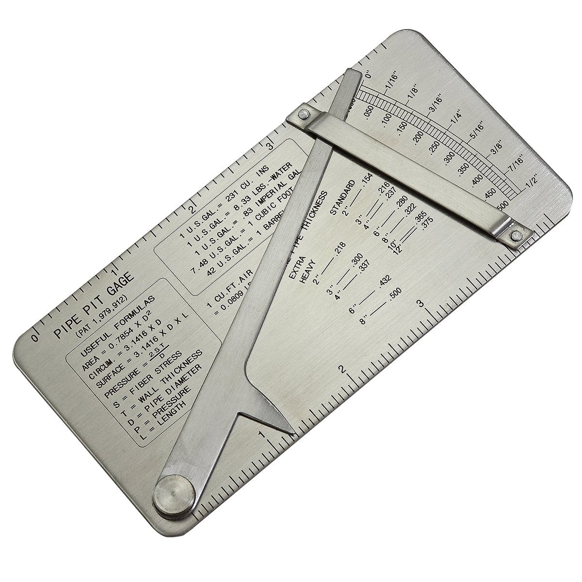 RIVERWELD Pipe Pit Welding Gauge Gage Test Ulnar Welder Inspection Range is 0 to 1/2" in 1/64" & .010 Increments Inch