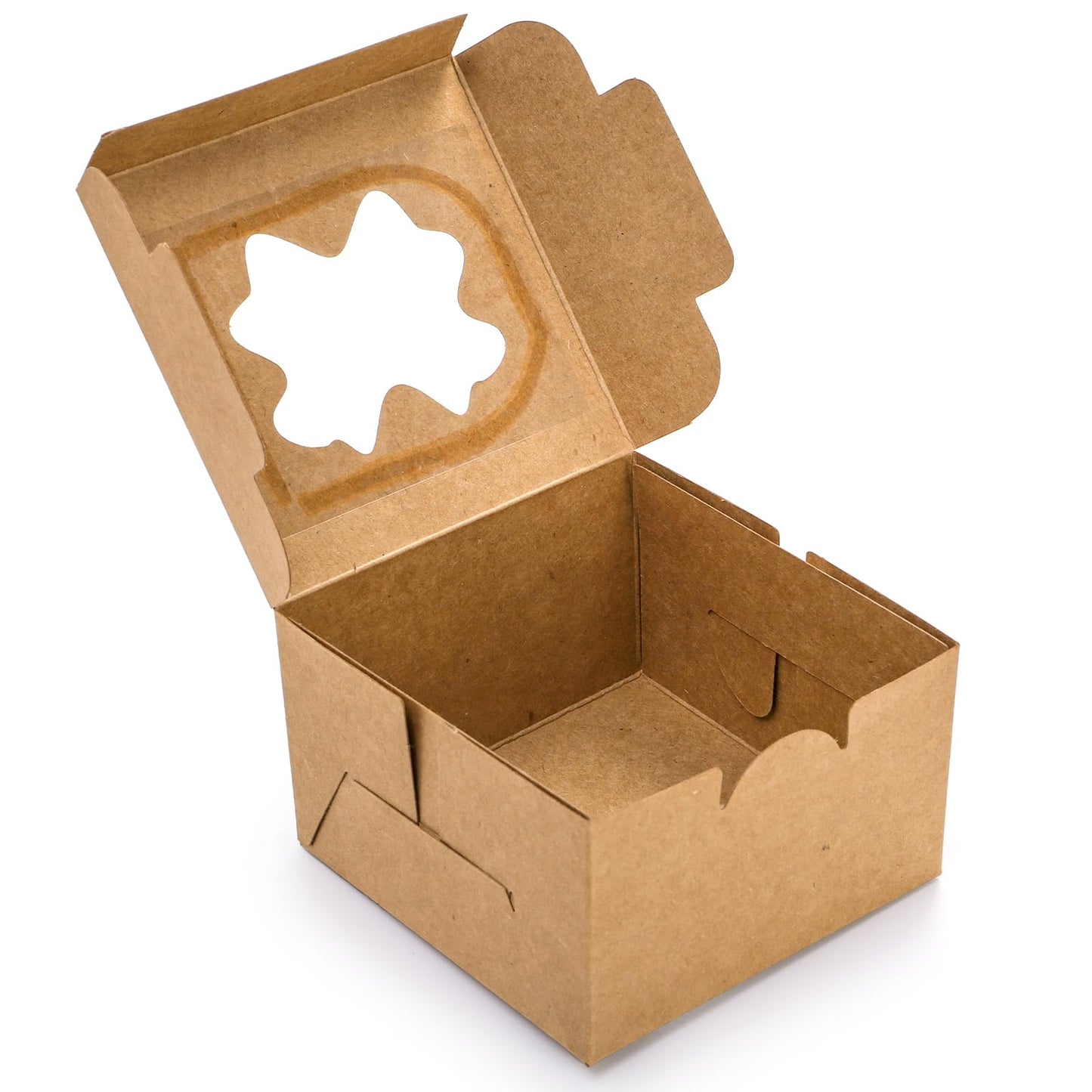 ZEAYEA 150 Pcs Small Bakery Boxes with Window, 4x4x2.5 Inch Treat Boxes for Gifting, Mini Dessert Boxes for Cupcakes, Chocolate, Strawberries, Muffins, Pastry