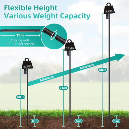 Bird House Pole,60 Inch Heavy Duty Bird Feeder Pole Mount Kit for Outdoors, 5-Prong Base, Splicing Adjustable Feeding Stand Station for Birds Watching,Weather Station (Birds House Not Included)