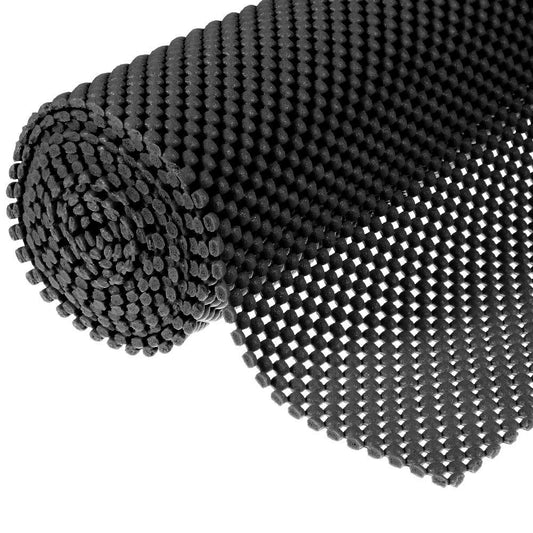 Multipurpose Non-Slip Mat, Grid Pattern PVC Non-Adhesive Grip Liner Shelf Liner Anti-Slip Mat Drawer Liner Bathroom Kitchen Waterproof Floor Mat for Home&Office,Cars,Caravans-200x50cm (Black)