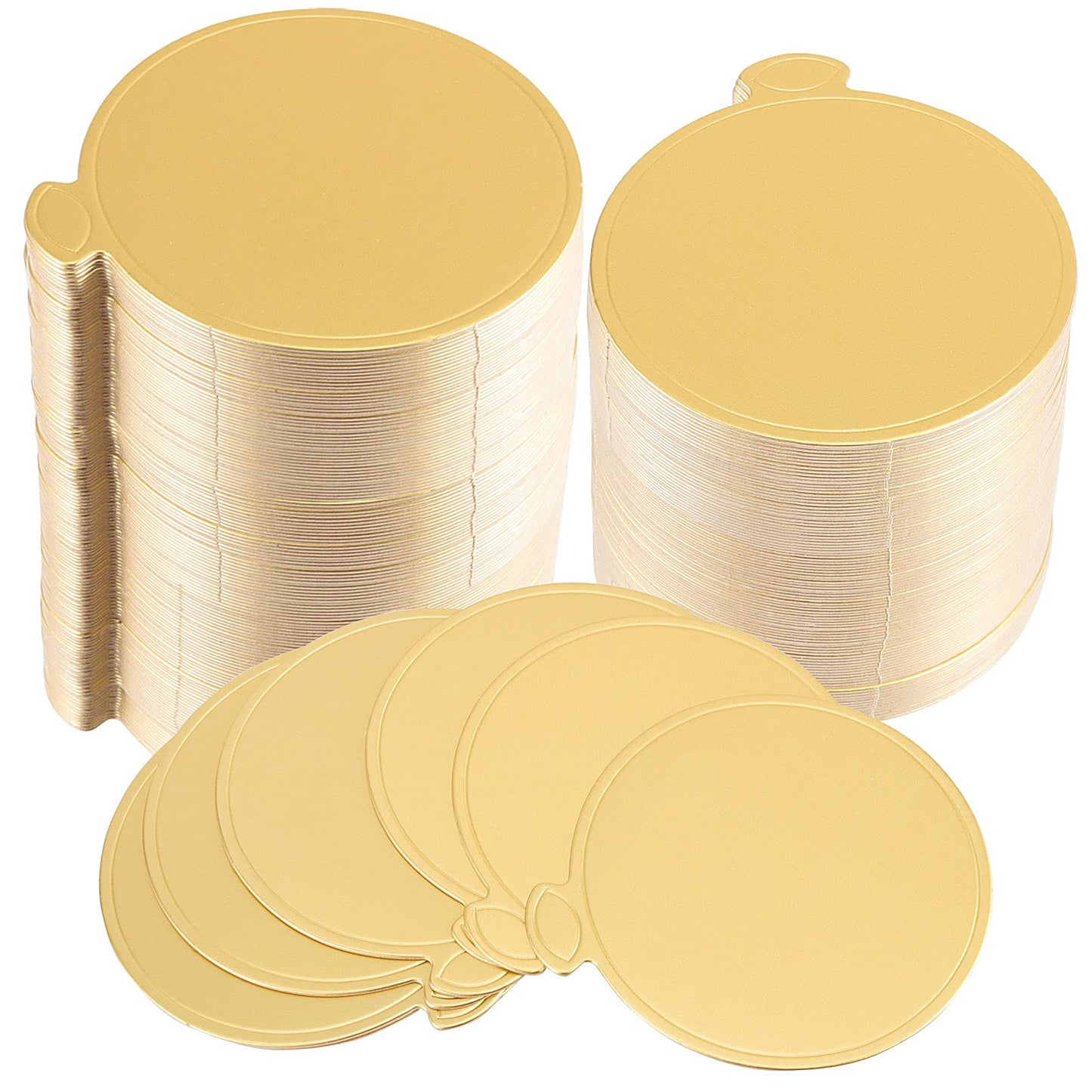 SEUNMUK 300 Pcs 3.5 Inch Mini Round Golden Cardboard Mousse Cake Base, Food Grade Grease-Proof Disposable Golden Cake Cardboard