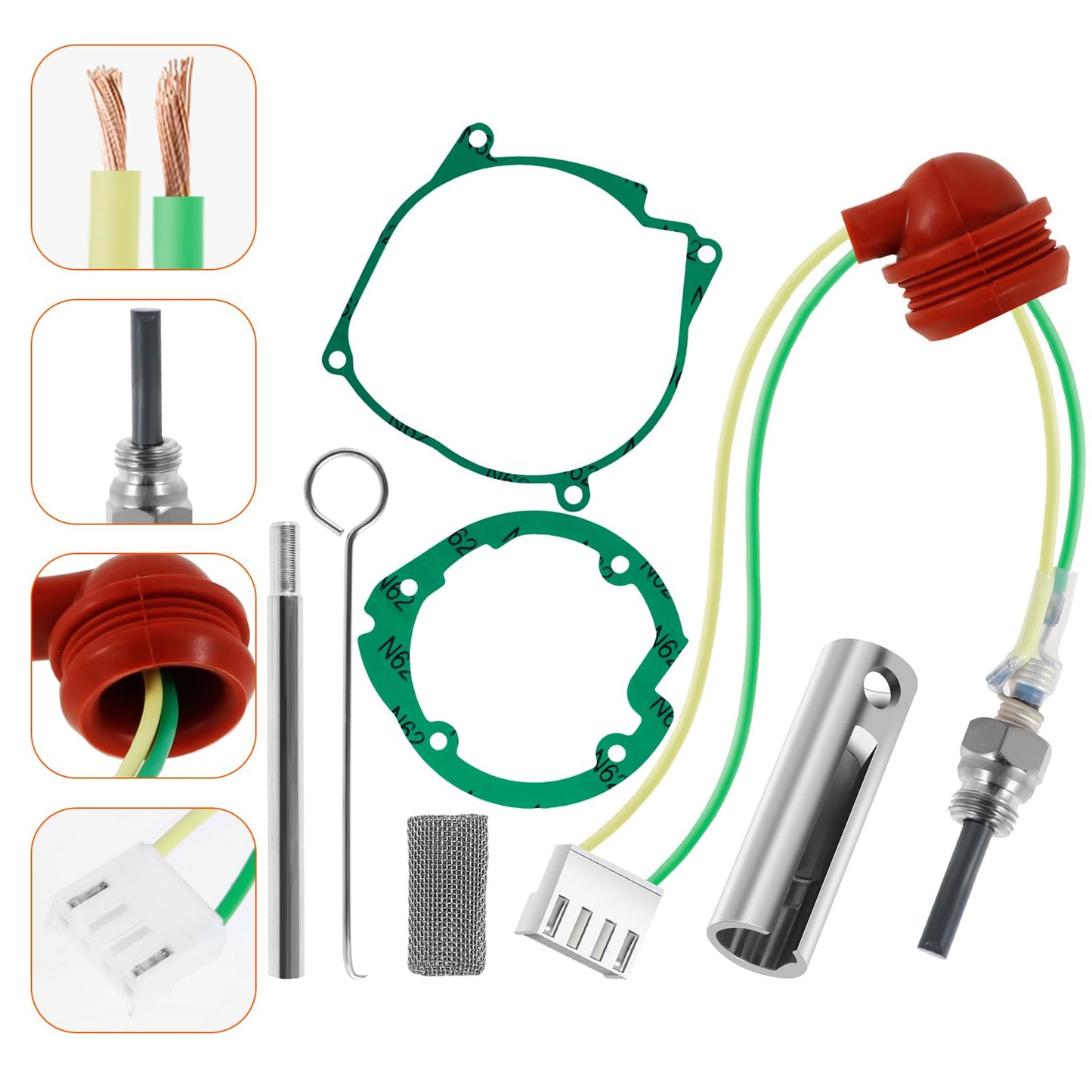 7PCS Glow Plug Repair Kit Air Diesel Heater Plug Service Kit 12V 2KW 5KW 8KW Ceramic Glow Plug Air Diesel Parking Heater Part with Removal Fitting Tool for Parking Heaters