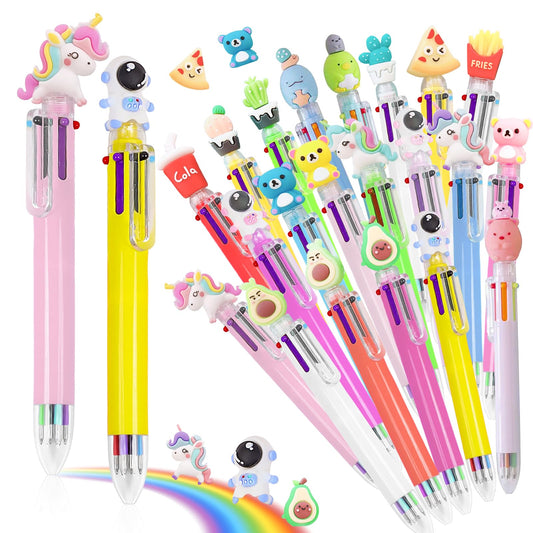 Altdeovk 24 Pack Multicolor Pen in One, 6 In 1 Pens Sets, Push Multi Colour Ballpoint Pen for Birthday, Party Favors, Office,School Student Gifts, Prizes