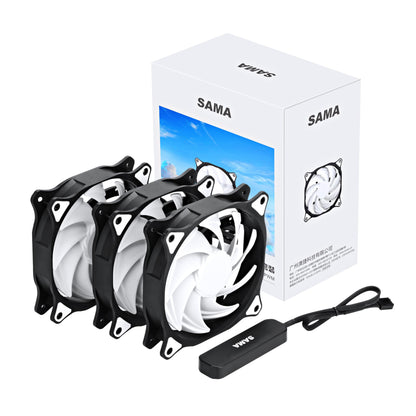SAMA SF200 120mm Case Fans 3-Pack with PWM Hub – 4-Pin High-Airflow (90.29 CFM) PC Fans, Ultra-Quiet (35.7 dBA), Hydraulic Bearing, Anti-Vibration, for Computer Cooling – Black