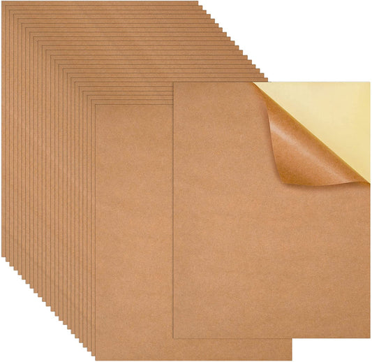 100 Sheets Kraft Sticker Paper Labels,Full Sheet Printable Sticker Paper Label 8.5" x 11" Self-Adhesive Labels for Laser & Inkjet Printer