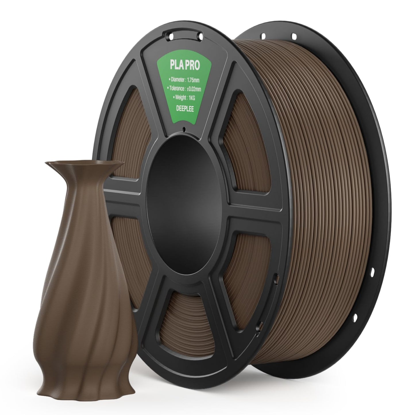 DEEPLEE PLA PRO Filament 1.75mm, Stronger Toughness 3D Printer Filament, PLA Filament Dimensional Accuracy ±0.02 mm, Fits Most FDM 3D Printer, Brown 1kg