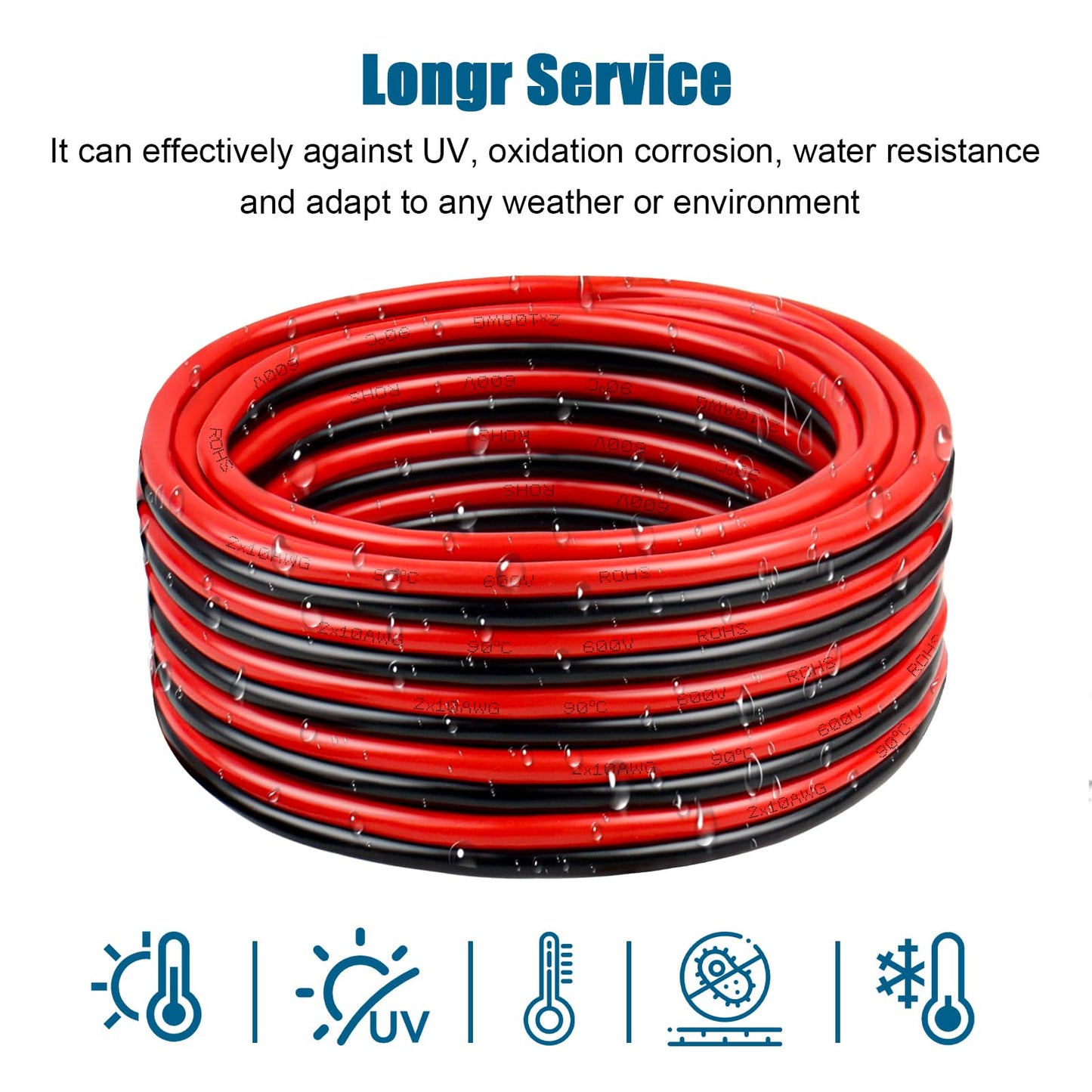 14 Gauge Wire 2 Conductors Copper Wire, 14 AWG Battery Cable Oxygen Free Copper Wire for Solar Panel, Automotive, Trailer, RV and Speaker (14 Gauge 30FT)