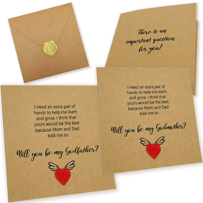 HAMUIERS Will You Be My Godparents Proposal Card, Godparents Proposal Gift, Godparents Gifts from Godchild, Godparents Request Asking Card for Baptism - Godmother and Godfather Set of 2
