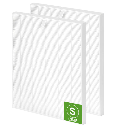 C545 True HEPA Replacement Filter S Compatible with Winix C545 Air Purifier, Replaces Part # 1712-0096-00 and 2522-0058-00 - H13 True HEPA Filter Only 2 Pack
