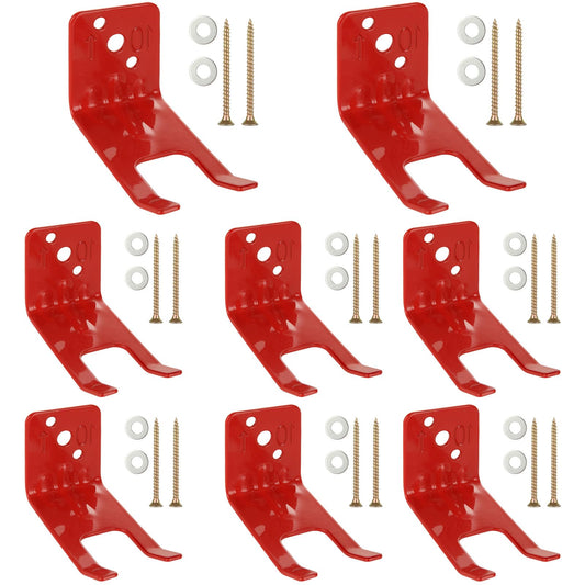 MUXHEL 8 Pcs Universal Fire Extinguisher Mount, Red Fire Extinguisher Bracket for 5-13 lbs, Wall Mount, Steel Frame