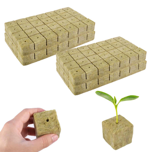 Naturezhen 112 Pcs Rockwool Grow Cubes (1.57"), Hydroponic Starter Plugs for Seedlings, Cloning & Soilless Cultivation, Premium Stonewool Growing Medium for Indoor/Outdoor Plant Systems