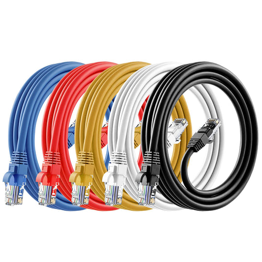 Cat6 Ethernet Cable, 5-Pack 10ft in Multi-Color, Cat 6 Cable RJ45, LAN, 24AWG UTP, Network, Patch, Internet Cable (10 feet, 5 Pack)